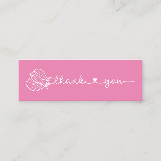 Floral Typografie Simple Pink Minimal Vielen Dank Mini Visitenkarte (Vorderseite)