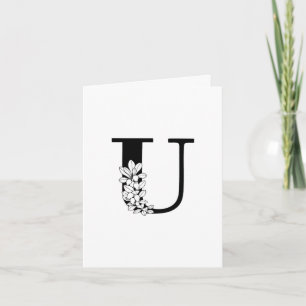Floral U Monogramm auf weißer Note