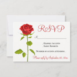 Floral UAWG Rote Rose Hochzeit Romantische Blume RSVP Karte