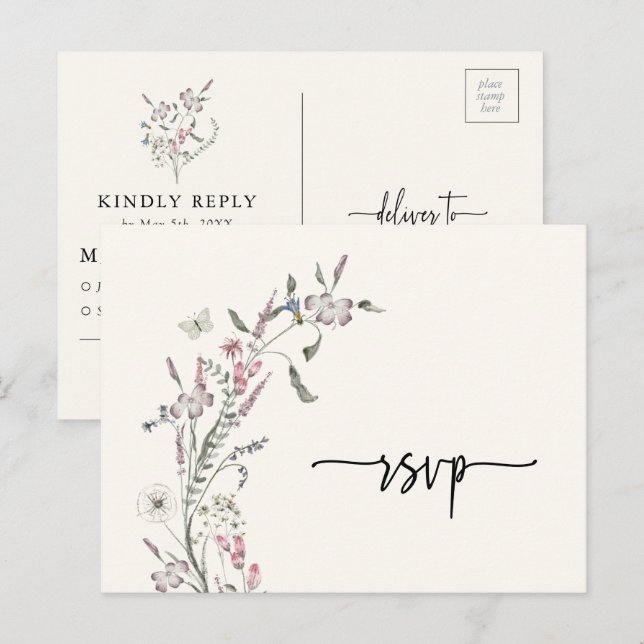 Floral UAWG Wedding Postcard Postkarte (Vorne/Hinten)