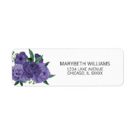 Floral Ultra violet violet Étiquettes de adresse n
