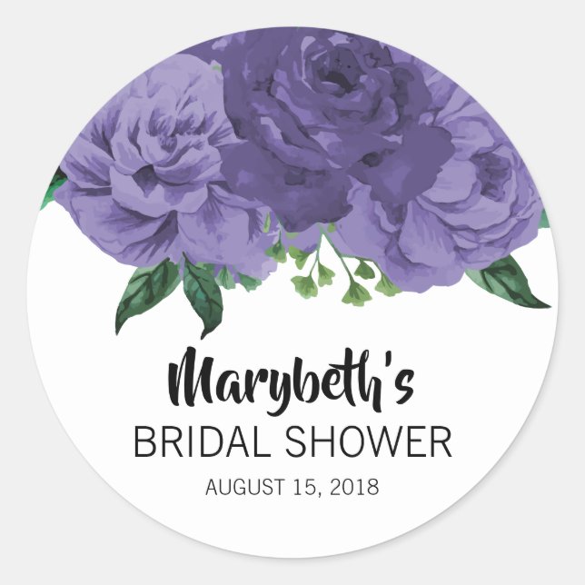 Floral Ultra-Violett Lila Brautparty Aufkleber (Vorderseite)