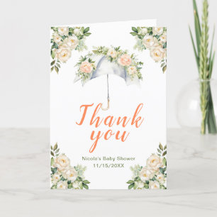 Floral Umbrella Baby Dusche Dankeskarte