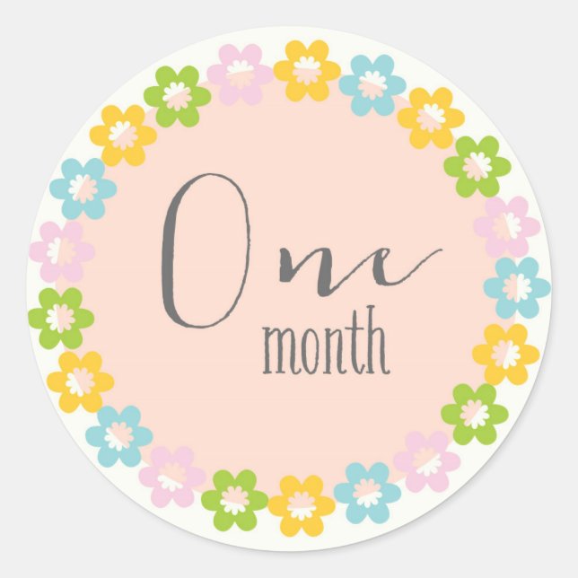 Floral Un Mois Nouveau Bébé Sticker (Devant)