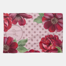 Floral und Dot Monogram Küchentuch