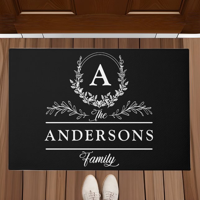 Floral und klassisch Personalisiert Familienname S Fußmatte (Von Creator hochgeladen)
