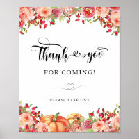 Floral und orange Pumpkins Danke, dass Sie kommen