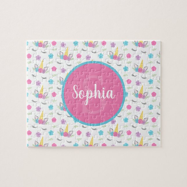 Floral Unicorace Personalisierte Monogram Kids (Horizontal)