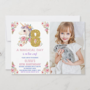 Floral Unicorn Anniversaire Invitations Parties sc