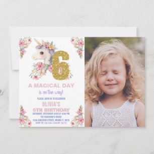 Floral Unicorn Anniversaire Invitations Parties sc