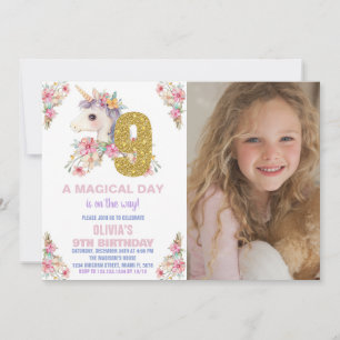 Floral Unicorn Anniversaire Invitations Parties sc