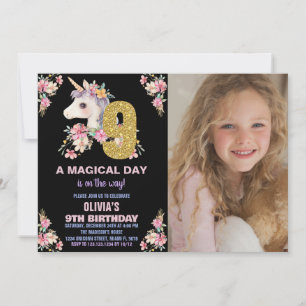 Floral Unicorn Anniversaire Invitations Parties sc