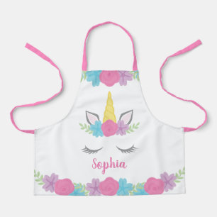 Floral Unicorn Gesicht Personalisiert Kinder Schürze