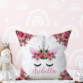 Floral Unicorn Gesicht Reversible Pillow Kissen