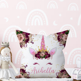 Floral Unicorn Gesicht Reversible Pillow Kissen