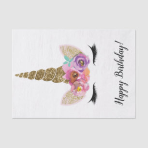 Floral Unicorn Horn Gold Glitzer Geburtstagsparty Seidenpapier