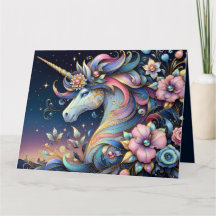 Floral Unicorn Night Fantasy