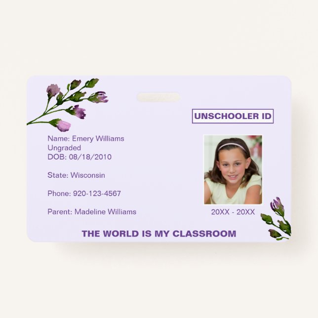 Floral Unschooling Badge d'éducation à domicile (Devant)