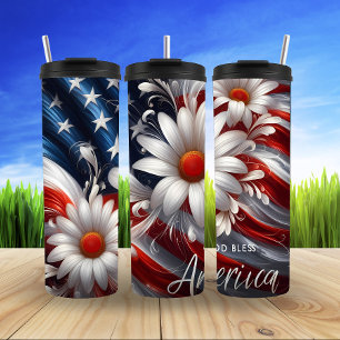 Floral USA Flag Tribute Design Thermosbecher