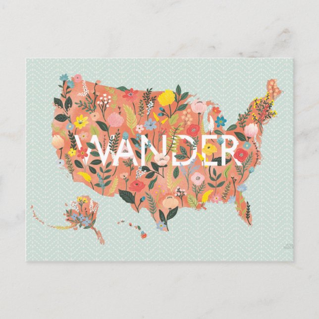 Floral USA Karte - Wild Garden (Vorderseite)