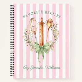 Floral Utensils Cooking Bakery Recipe Notebook Notizbuch