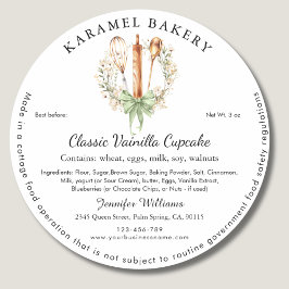 Floral Utensils Cottage Law Food Label Packaging Runder Aufkleber