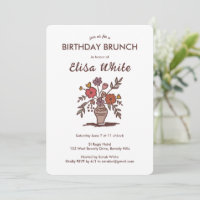 Floral Vase Rustic Whimsical BURTHDAY PARTEI Custo