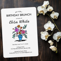 Floral Vase Rustic Whimsical BURTHDAY PARTEI Custo