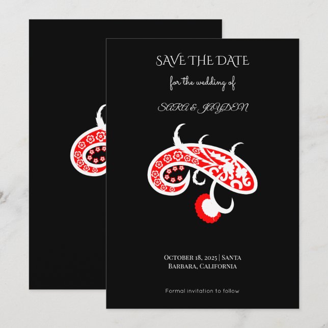 Floral Vector Art Poster – Retro Folk Flower Desig Save The Date (Vorne/Hinten)