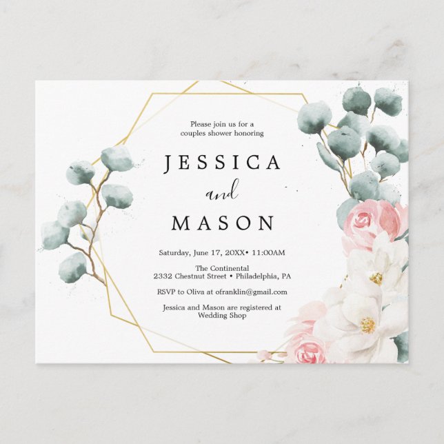 Floral verdure Couples Douche Invitation (Devant)