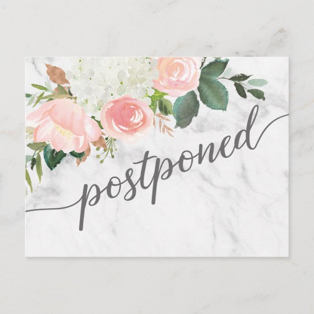 Floral verschoben Hochzeit Ankündigung Postkarte (Vorderseite)