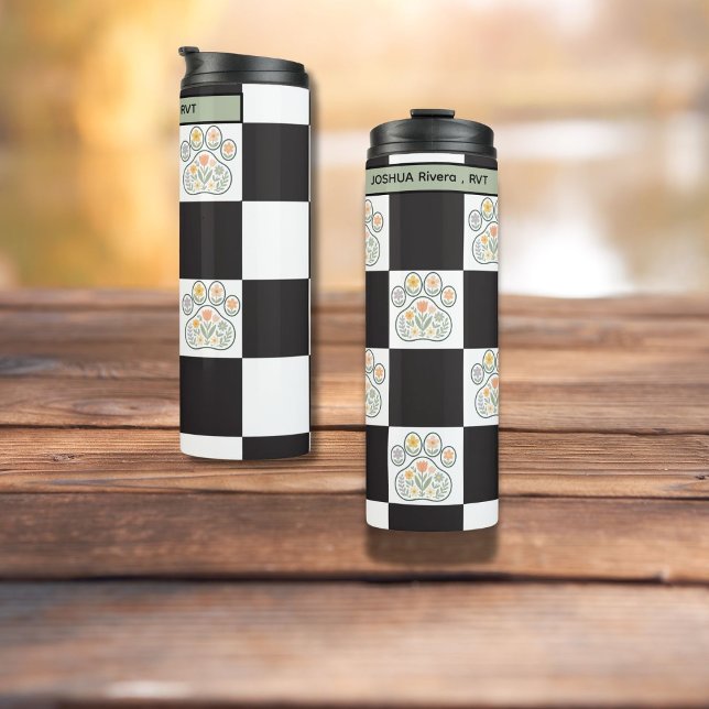 Floral Veterinär-Pappkarton Name Thermosbecher (Von Creator hochgeladen)