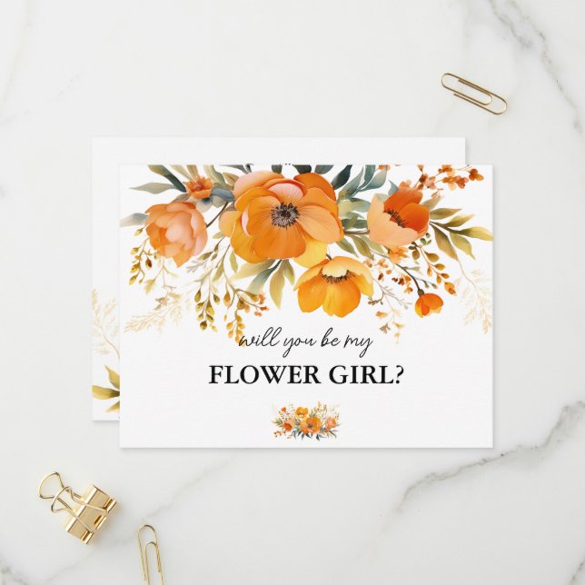 floral veux-tu être ma carte fille de fleurs (Devant/Arrière en situation)