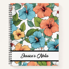 Floral Vibranly Hibiskus Muster Personalisiert Notizbuch