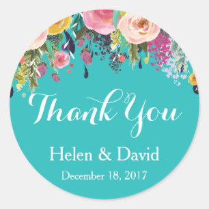 Floral Vielen Dank Gastgeschenk Hochzeit Stickers 