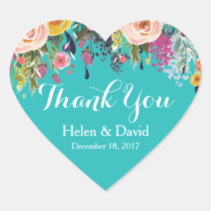 Floral Vielen Dank Gastgeschenk Hochzeit Stickers 