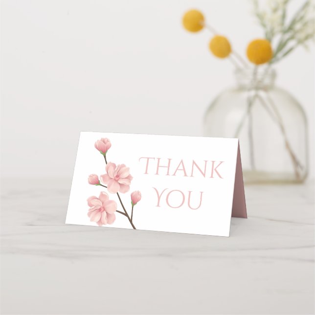Floral Vielen Dank Pink Cherry Blossom Blume Party Platzkarte (Vorderseite)