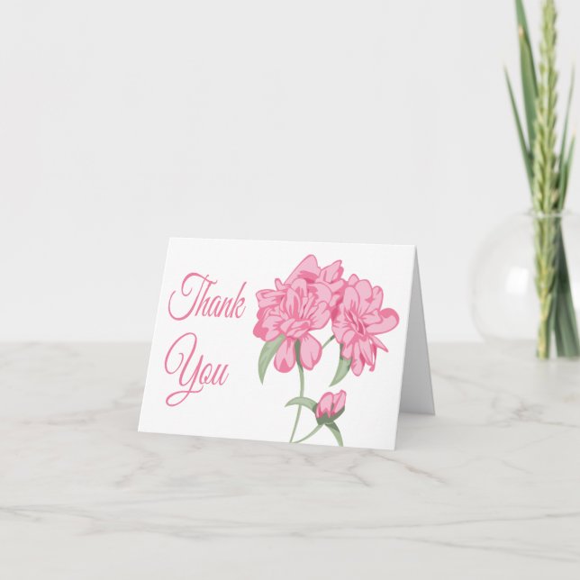 Floral Vielen Dank Pink Peony Blume Blank Notizkar Dankeskarte (Vorderseite)