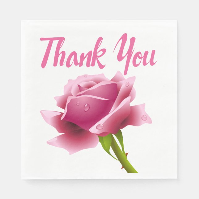 Floral Vielen Dank Pink Rose Blume Serviette (Vorderseite)