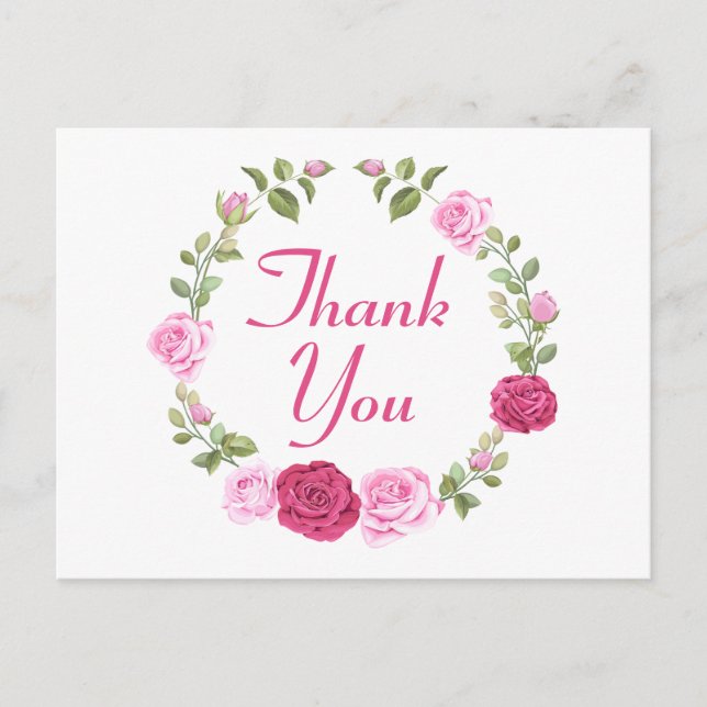 Floral Vielen Dank Pink Rose Botanischer Garten Postkarte (Vorderseite)