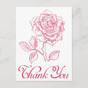 Floral Vielen Dank Rote Rose Blume Postkarte