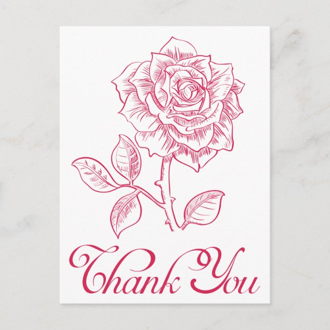 Floral Vielen Dank Rote Rose Blume Postkarte (Vorderseite)