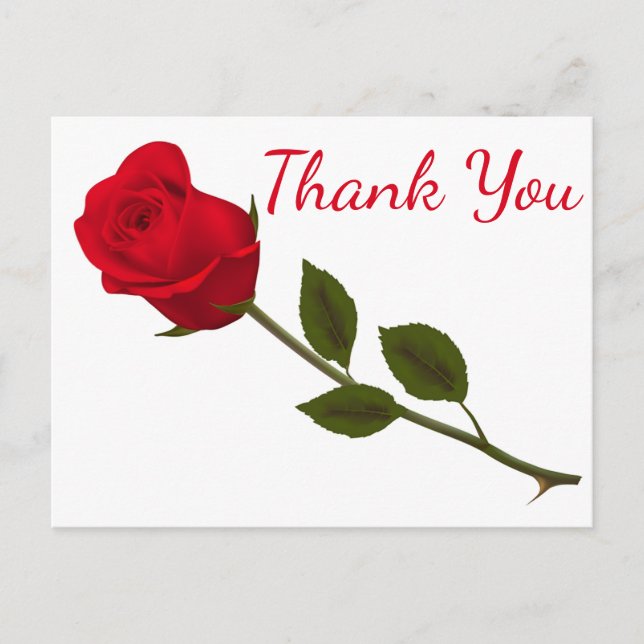 Floral Vielen Dank Rote Rose Blume Postkarte (Vorderseite)
