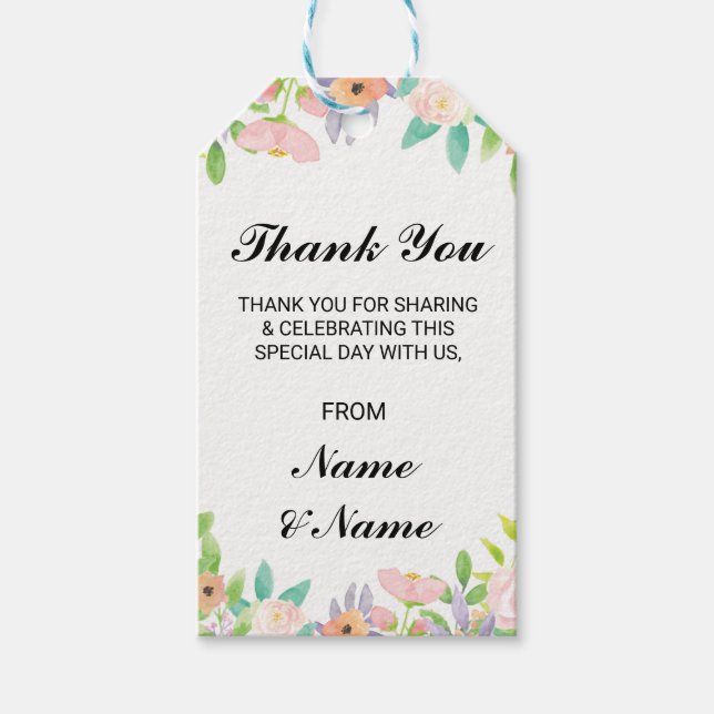 Floral Vielen Dank, Sie markieren die Gastgeschenk Geschenkanhänger (Vorderseite)
