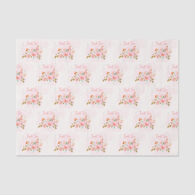 Floral Vielen Dank Tissue Paper Geschenkpapier Seidenpapier (Vorderseite)