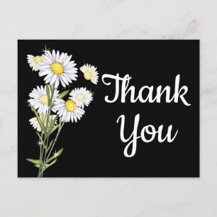 Floral Vielen Dank White Daisy Blume Daisies Black Postkarte