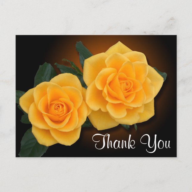 Floral Vielen Dank Yellow Rose Blume Postkarte (Vorderseite)