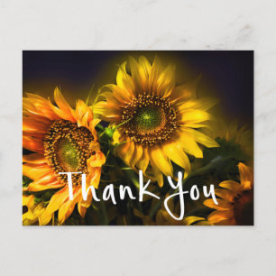 Floral Vielen Dank Yellow Sunflowers Blume Black Postkarte