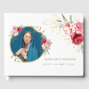Floral Vierge Marie Funeral Memorial Livre d'invit
