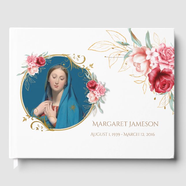Floral Vierge Marie Funeral Memorial Livre d'invit (Recto)